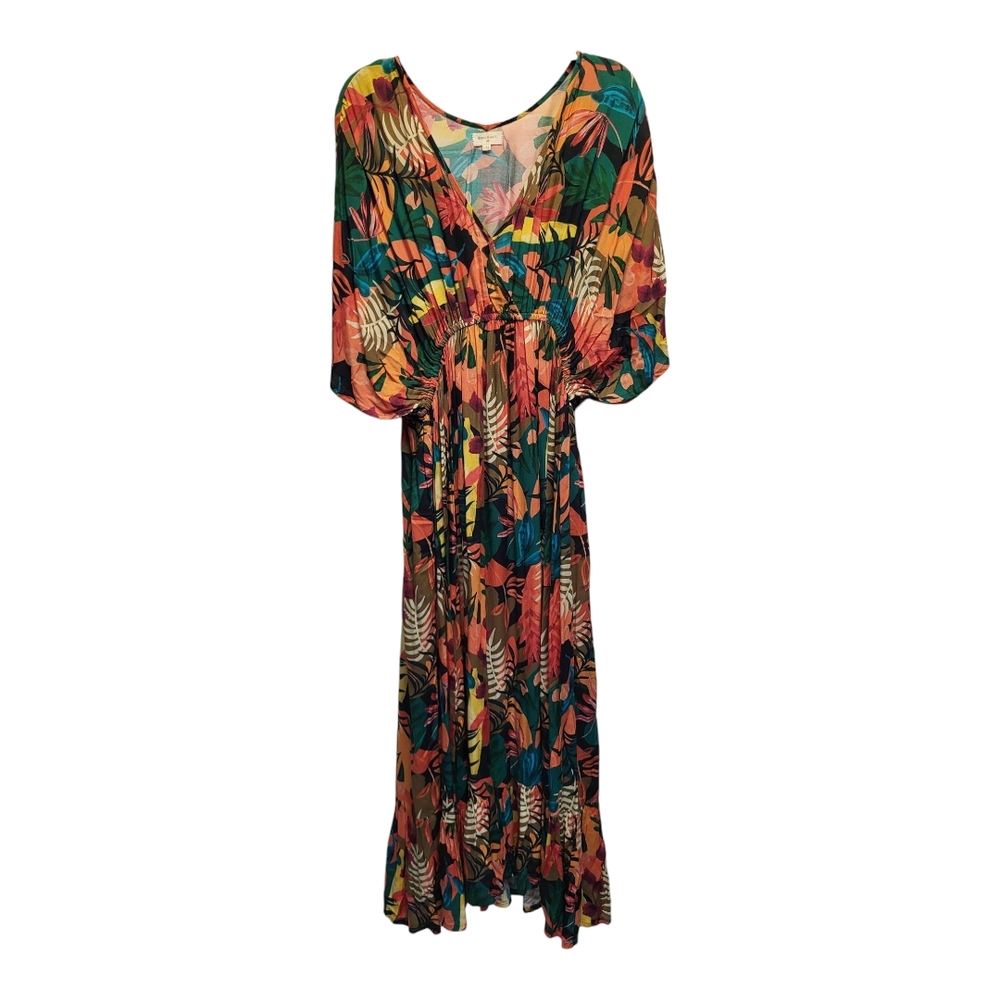 Cost Plus World Market Multicolor Tropical La Playa Mira Kaftan Dress- Size L/XL